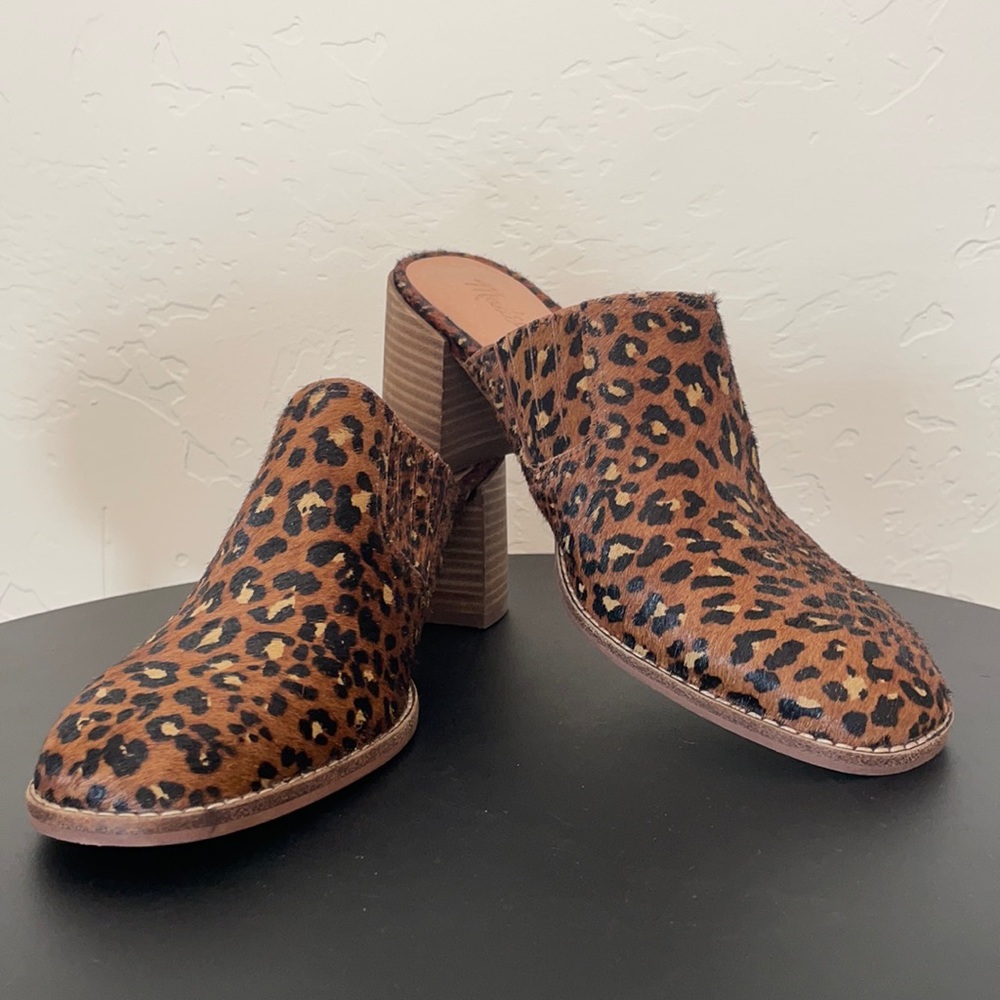 Madewell Carey Mule in Painted Leopard Calf Hair, size 8.5